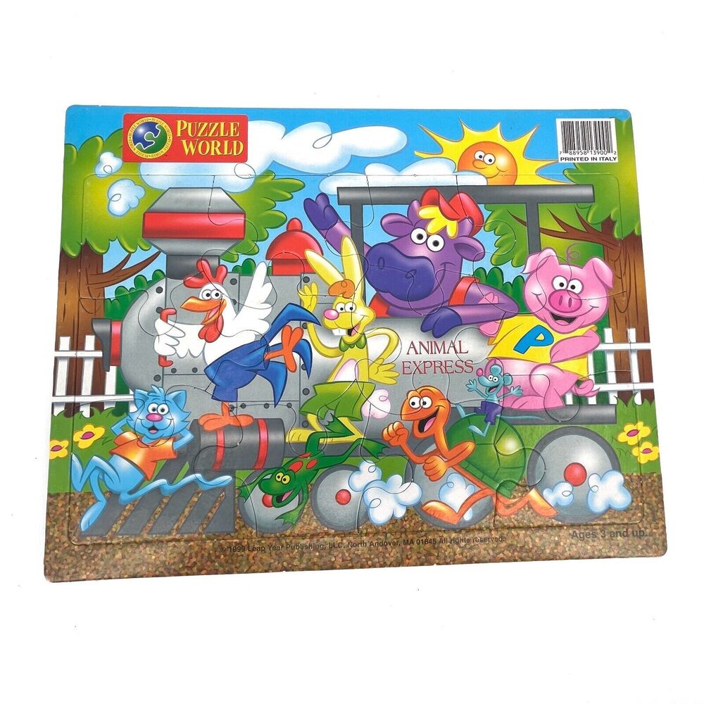 ANIMAL EXPRESS Leap Year Tray Puzzle Vintage 1999 Puzzle World Frame Tray Puzzle